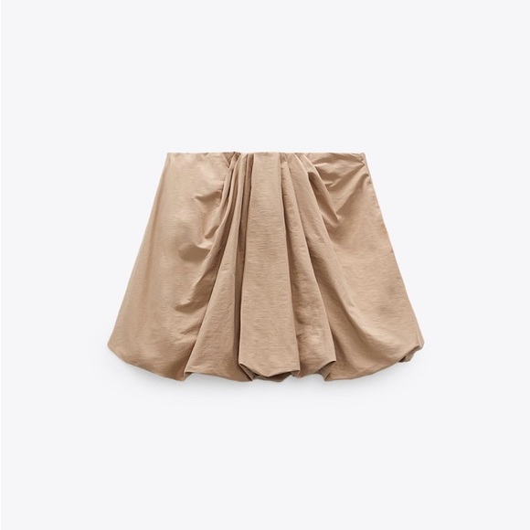 NWT Zara Tan Bubble Mini Skirt Size Medium - Picture 3 of 5